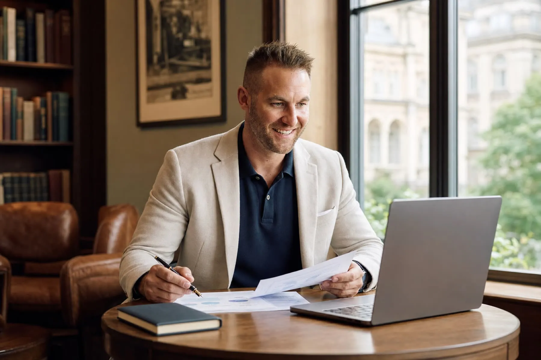 Brian Fürderer nutzt das Legacy Investment-Programm flexibel am Laptop