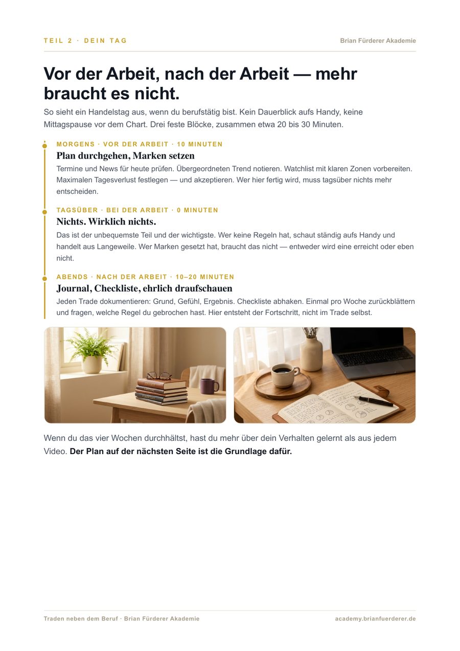 Seite aus der Tages-Checkliste